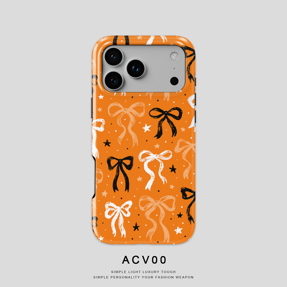 新款橙色蝴蝶结彩绘可爱iPhone17Promax保护16适用于苹果15手机壳14防摔壳13不褪色12环保11可水洗Air全包