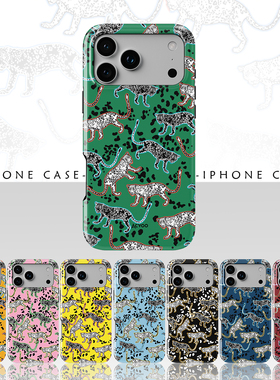 Acvoo复古欧美蓝色绿色花豹iPhone17全包16绿色豹子15保护12适用于13苹果14手机壳不掉色防摔