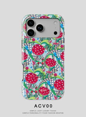 Acvoo蘑菇蝴蝶春日花卉iPhone16Promax保护12适用于13苹果14手机壳15不褪色不掉色环保11二合一可水洗