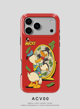 Acvoo复古富有红色卡通海报iPhone16Promax保护14适用于苹果13手机壳12防摔壳11不褪色可水洗plus全包