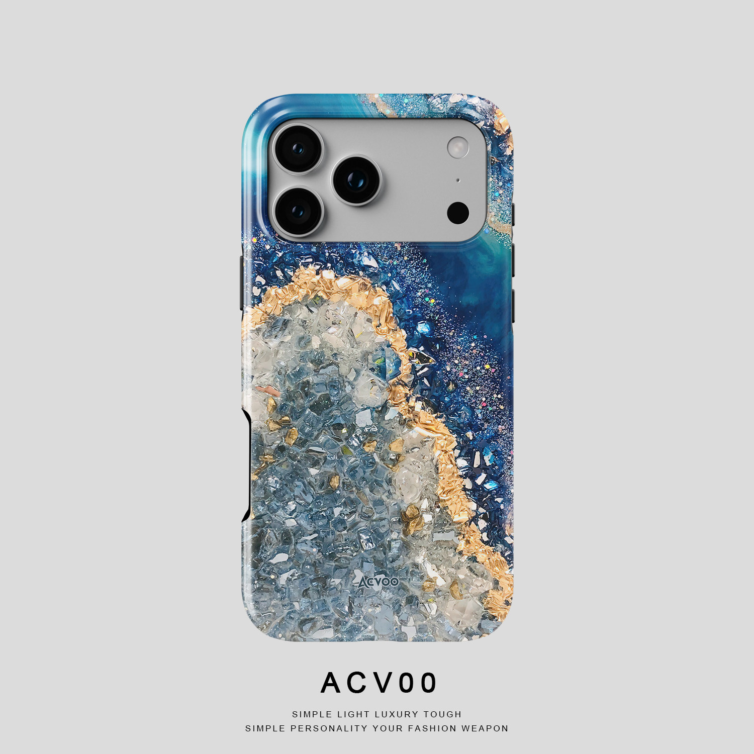 Acvoo仿真纹理复古玛瑙大理石彩钻iPhone16Promax保护13适用于12苹果14手机壳15防摔二合一