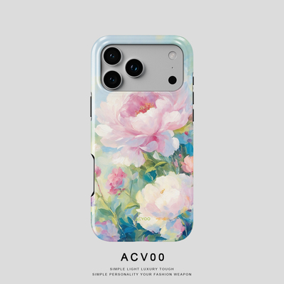 Acvoo春日花卉粉红蓝天少女个性iPhone17Promax保护15适用于苹果14手机壳13防摔壳12不褪色11环保可水洗全包