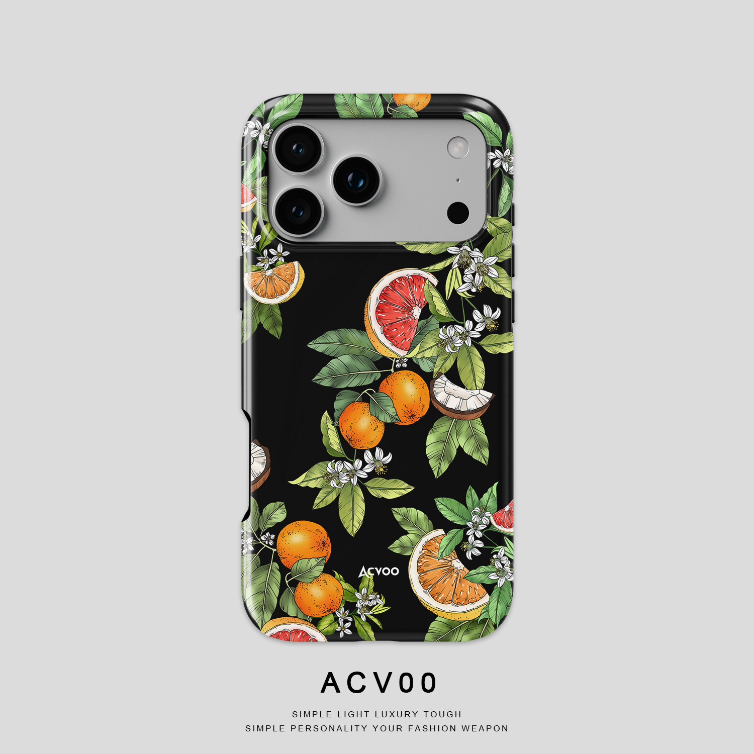 Acvoo秋日橘iPhone16Promax适用于13双层12全包黑色树叶花卉14苹果手机壳不发黄不掉色插画文艺绿色树叶