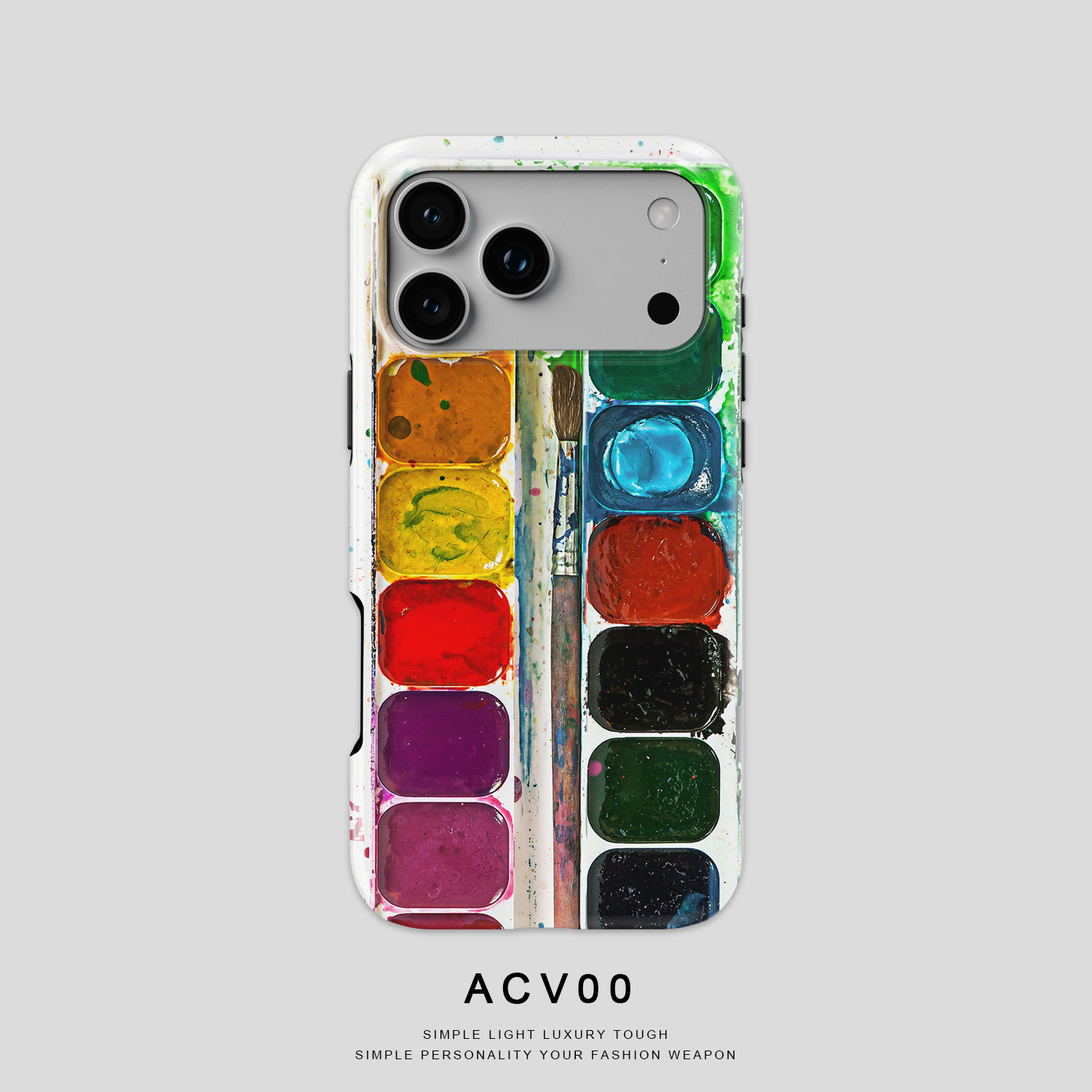 Acvoo水彩颜料盒iPhone17ProMax创意13适用于12苹果全包14promax手机壳15防摔11环保不褪色可水洗不掉漆mini