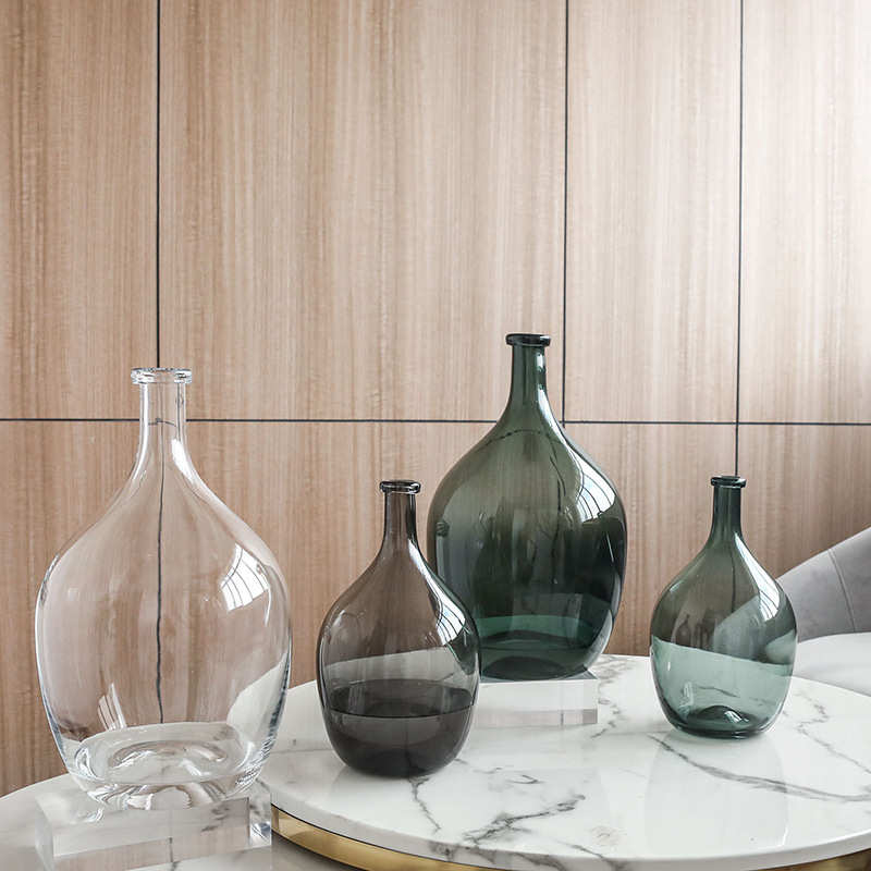 Edelweiss 北欧 轻奢创意 简约大肚玻璃花瓶  透明 客厅 装饰摆