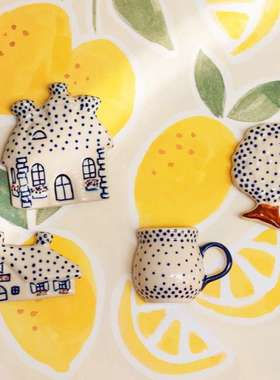 波兰进口手绘陶瓷个性创意冰箱贴卡通可爱立体欧式磁贴家居装饰