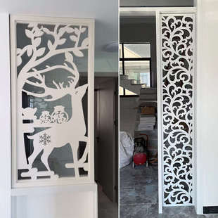 客厅屏风隔断镂空雕花板过道花格吊顶PVC木塑板玄关背景墙通花板