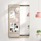 diy毛毡板隐藏式 推拉全身镜软木板隐形穿衣镜暗藏挂墙镜子奶油风