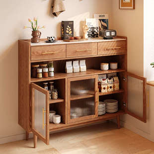 岩板超薄30公分极窄餐边柜20cm厨房实木墙边置物带门茶水柜储物柜