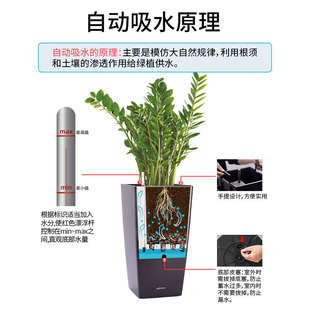 创意高脚自动吸水花盆大号客厅现代轻奢高花盆高筒金钱树专用花盆