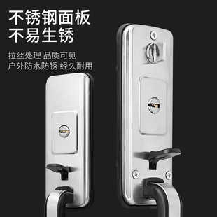 农村大门锁铝合金老式式按压防盗锁具拉手把手家用通用型铁门入户