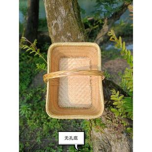 竹筐 手提篮 水果篮 手工精品竹编 竹篮 菜篮 环保篮子 无孔 提篮