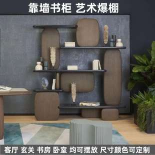 北欧烤漆书架书柜简易落地置物架家用一体学生阅读柜实木书柜书