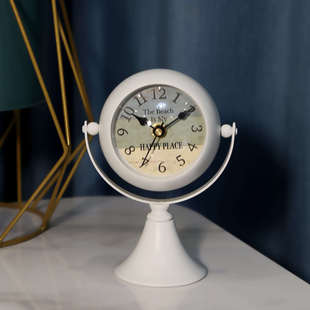 欧式台钟静音座钟复古田园客厅摆件台式小坐钟创意铁艺钟表