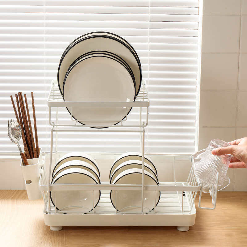 双层碗碟碗盘置物架碗碟沥水架家用导流多功能筷勺盒放碗盘收纳架,厨房/烹饪用具,碗架,淘宝优惠券,粉丝福利购,淘宝优惠卷
