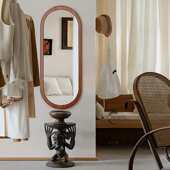 中古镜子家用贴墙法式 复古全身镜穿衣镜卧室入户壁挂椭圆形试衣镜