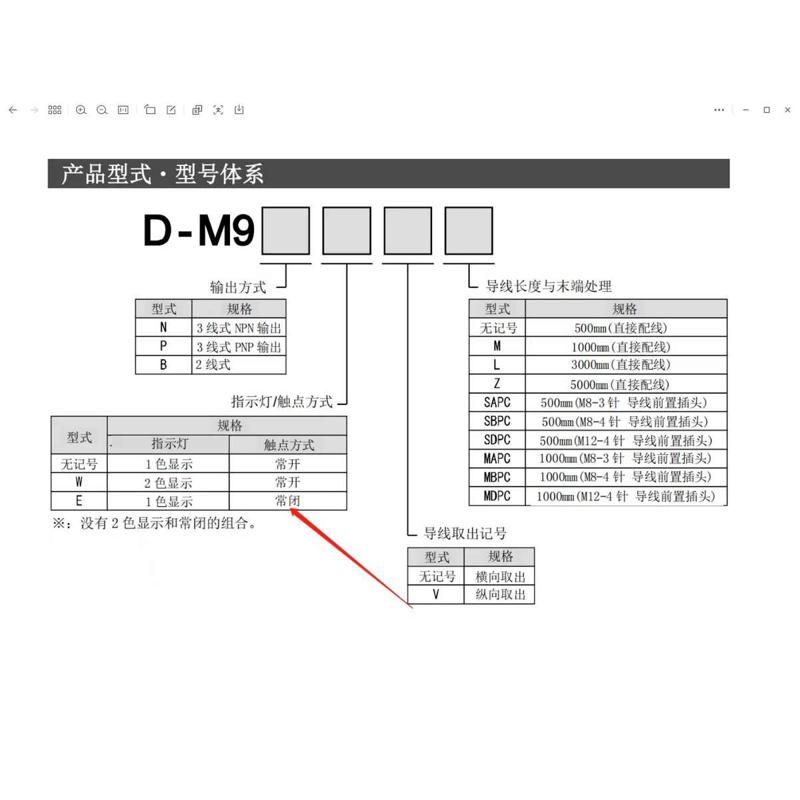 SMC型气缸磁性开关D-M9NE D-M9PE D-M9BE D-M9BEV常闭型传感应器
