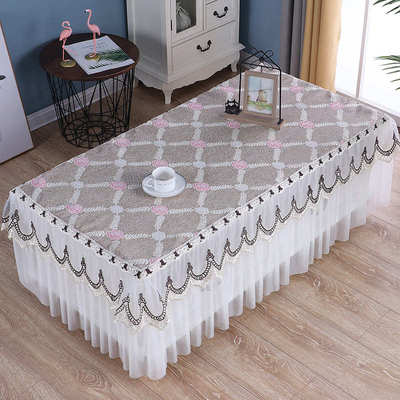 升级款茶几罩桌布防滑加厚布艺全包桌罩长方形桌布客厅餐桌套蕾丝