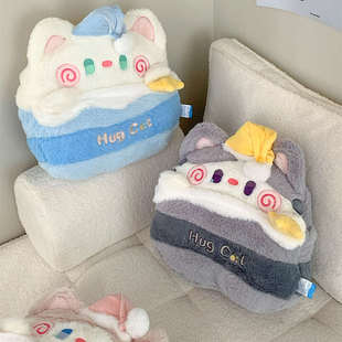 抱抱猫咪晚安抱枕被子两用车载车内靠枕二合一办公室宿舍午睡枕头