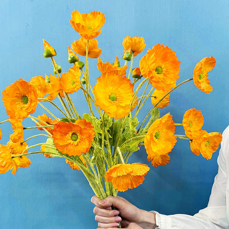 小植装饰花仿真假罂粟花仿真盆栽田园花束虞美人摆婚庆花绒家居