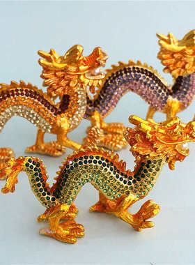 可爱合金镶钻生肖摆件装饰品酒柜家居家居马上封侯龙摆件办公桌