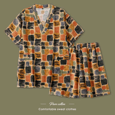 大睡衣儿童服款男家蒸服汗码定制亚麻桑拿情侣居洗浴服款女装亲子
