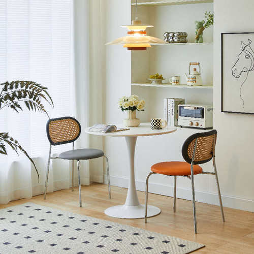 圆桌子简约郁金香白色休闲奶茶北欧阳台店桌椅洽谈圆桌小餐桌咖啡