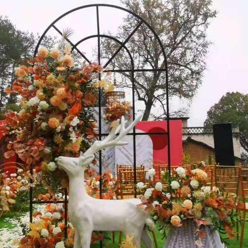 新疆包邮新款中式婚庆舞台布置铁拱门场景屏风艺系婚礼装饰道具森