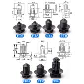 FT8 汽车插销螺旋杉树形固定头螺纹头可拆卸扎带FT5 FT6 FT10黑色