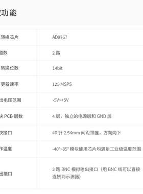 ALINX 黑金配套14位双通道 DA模块  AN9767 （不含 FPGA开发板）