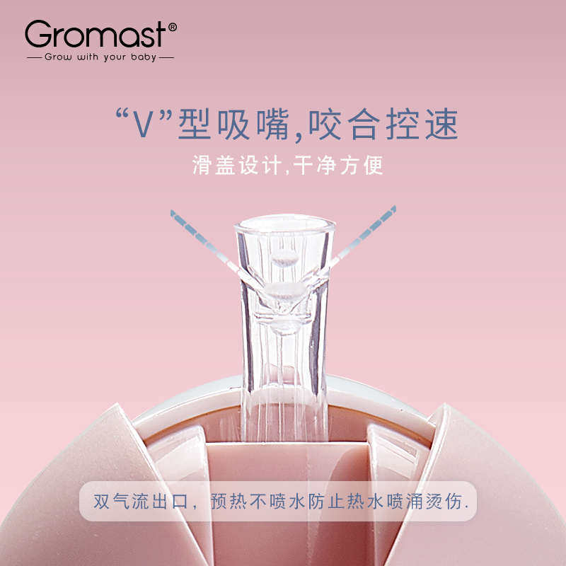 Gromast宝宝婴儿学饮杯防漏防呛带手柄重力球儿童吸管水杯幼儿