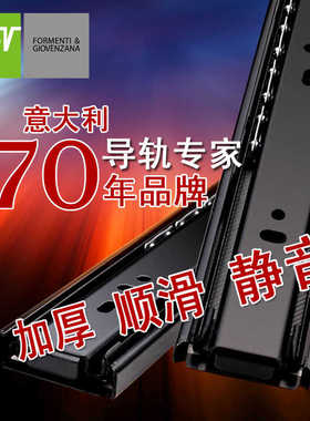 【意大利FGV】250mm全拉出家具三节导轨钢珠滑轨抽屉无阻尼强负重