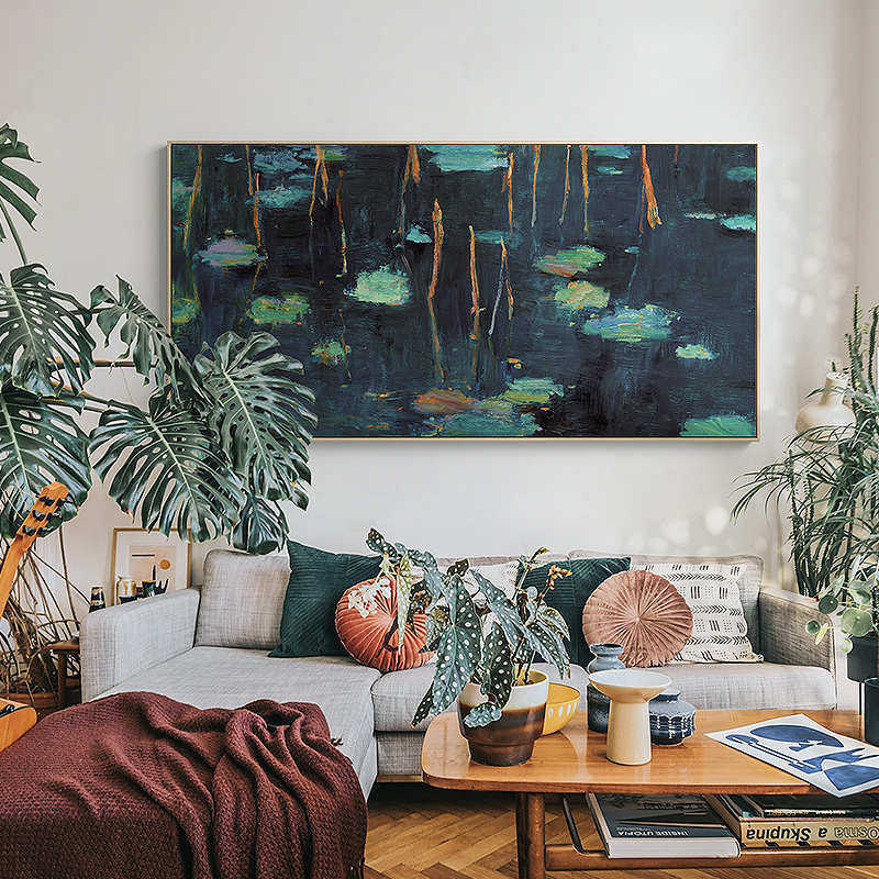 杨勇x仟象映壁画沙发装饰艺术背景墙油画客厅挂画中式画新莲花