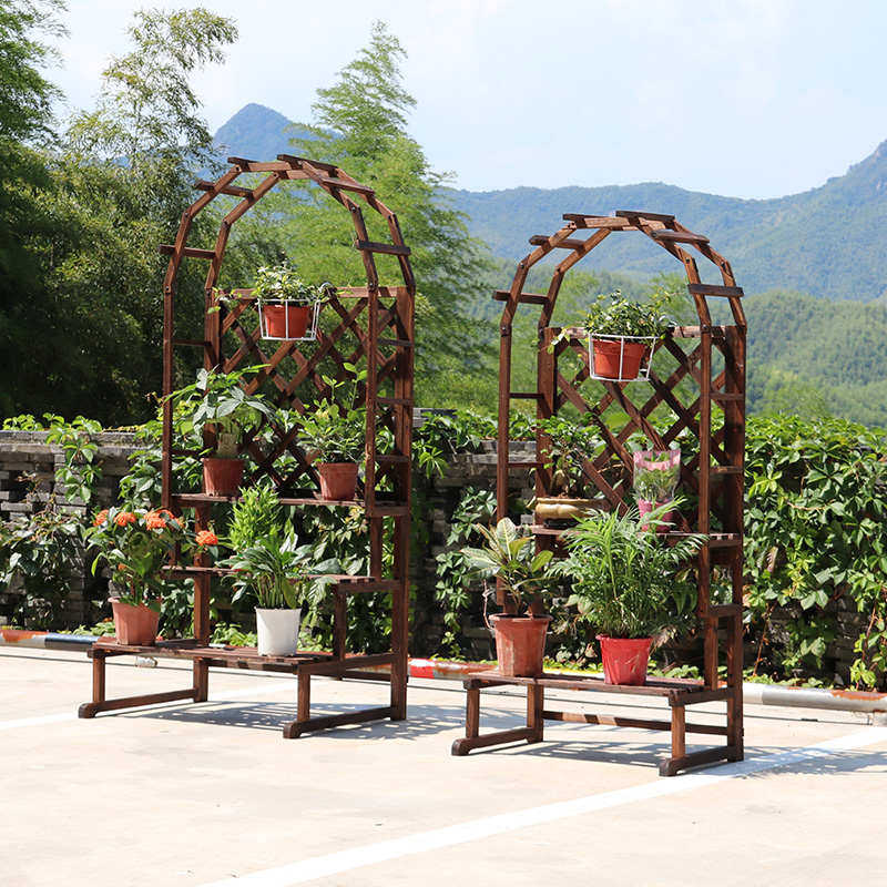 防腐实木花架多层阶梯阳台台阶室内客厅落地式植物架靠墙架子花盆