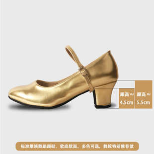 广场舞鞋跳舞鞋维族舞蹈金跟鞋新疆舞蹈跟鞋民族舞鞋拉丁舞跳舞鞋
