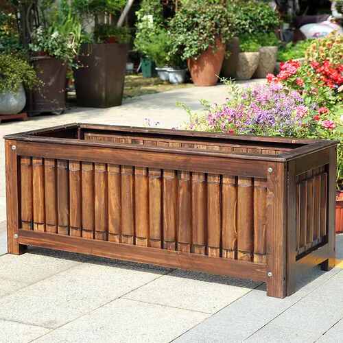 防腐木花箱长方形碳化实木花盆户外庭院种植箱阳台种菜盆大号花槽