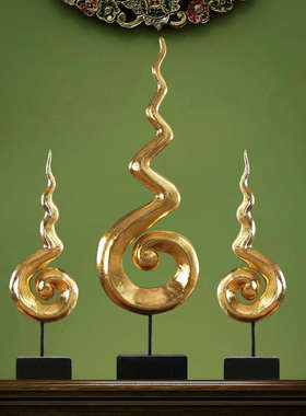 东南亚禅意金箔摆件泰式酒店会所家居装饰品客厅玄关桌面工艺品