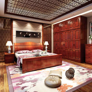 现代中式香樟木衣柜全实木原木衣柜卧室家用大衣橱34五六门储物