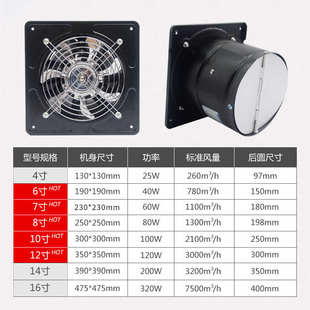 象马双向排气扇正反转排风扇厨房排风机家用换气扇油烟抽风机强力