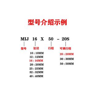 可调迷你气缸MIJ12X20-10 X25X30X40X50X60X75X100-20-25-30-S