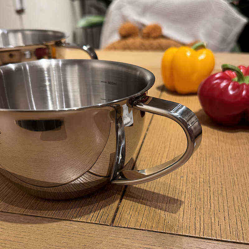 厚重控必入!德系316不锈钢大肚早餐杯牛奶打蛋碗量杯带手柄多用碗