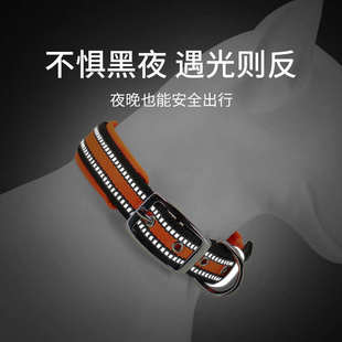 狗狗项圈反光狗脖圈中型犬金毛柯基颈圈小型犬泰迪刻字防丢失狗牌
