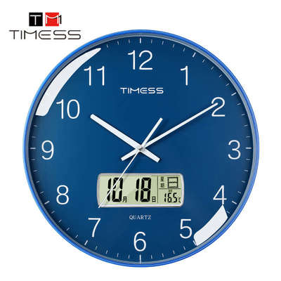 TIMESS钟表挂钟客厅2023新款家用时尚壁挂时钟表挂墙电子钟万年历
