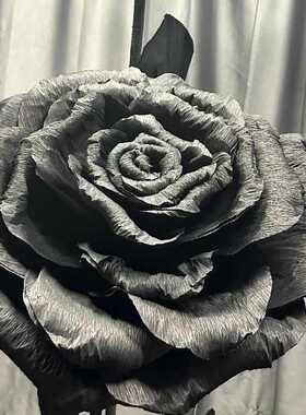 黑色大型玫瑰花巨型花婚礼婚庆道具背景花布置现场假花仿真花美陈
