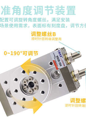 旋转气缸180度90度msqb-30a可调角度齿轮式摆动回转气缸气动hrq10