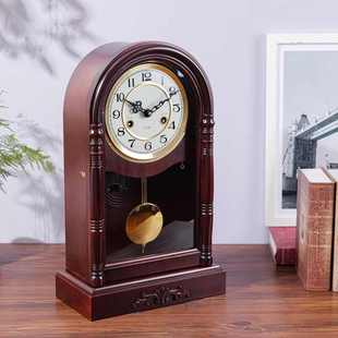 欧式复古老式机械钟表座钟客厅台式桌面时钟敲钟报时上链中式台钟