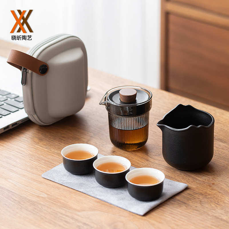 陶瓷旅行茶具套装 一壶三杯快客杯 便携式功夫随行茶具套组随手礼,餐饮具,旅行茶具,淘宝优惠券,粉丝福利购,淘宝优惠卷