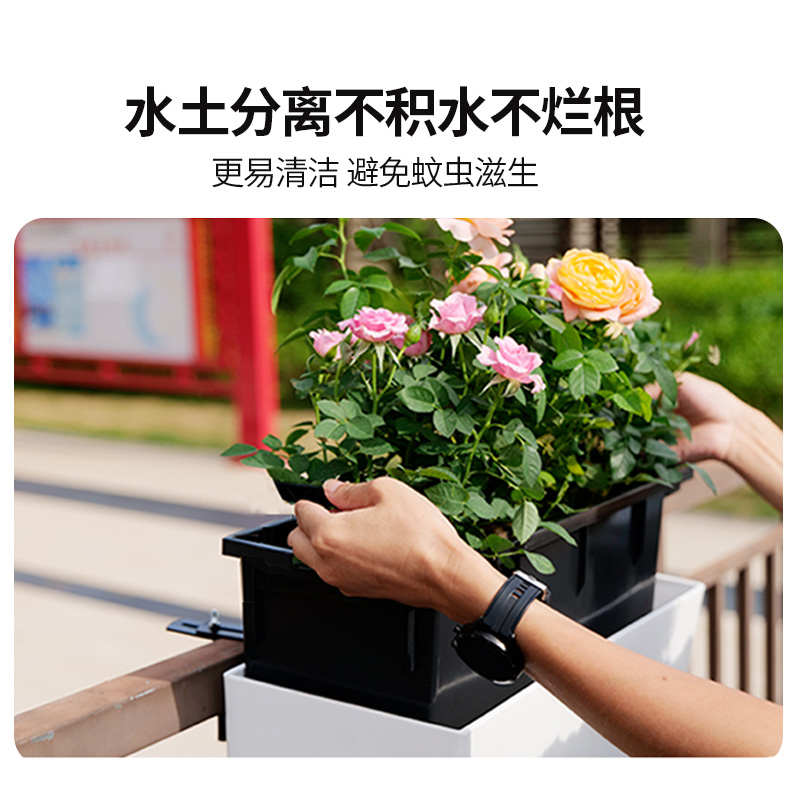 墙壁花盆挂墙上的花盆壁挂自动吸水懒人墙壁装饰创意长方形花箱