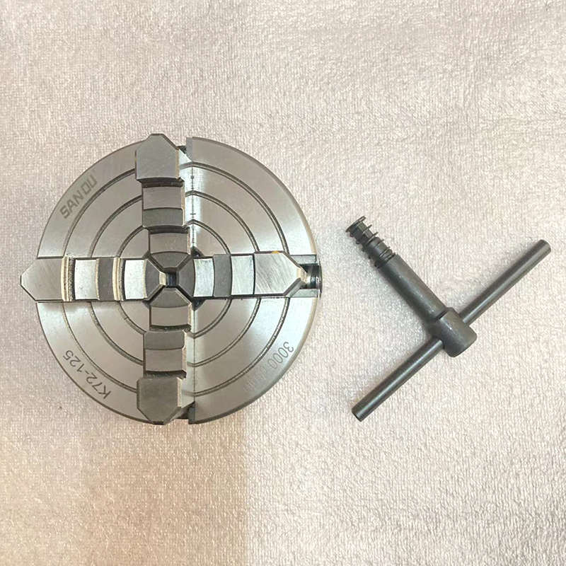 小车床100MM三爪四爪自定心卡盘125MM单动卡盘车床38mm大通孔卡