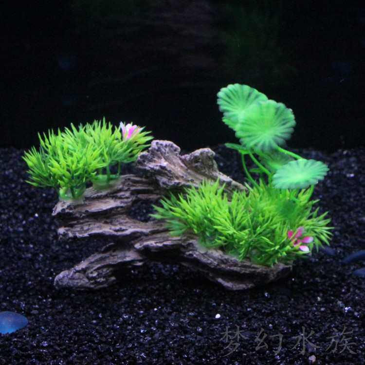 鱼缸装饰仿真沉木组合水草前景草水族盆景树脂假草树根小摆件包邮